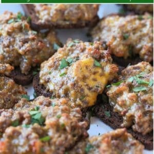 ground beef, sausage and cheese appetizers on cocktail rye