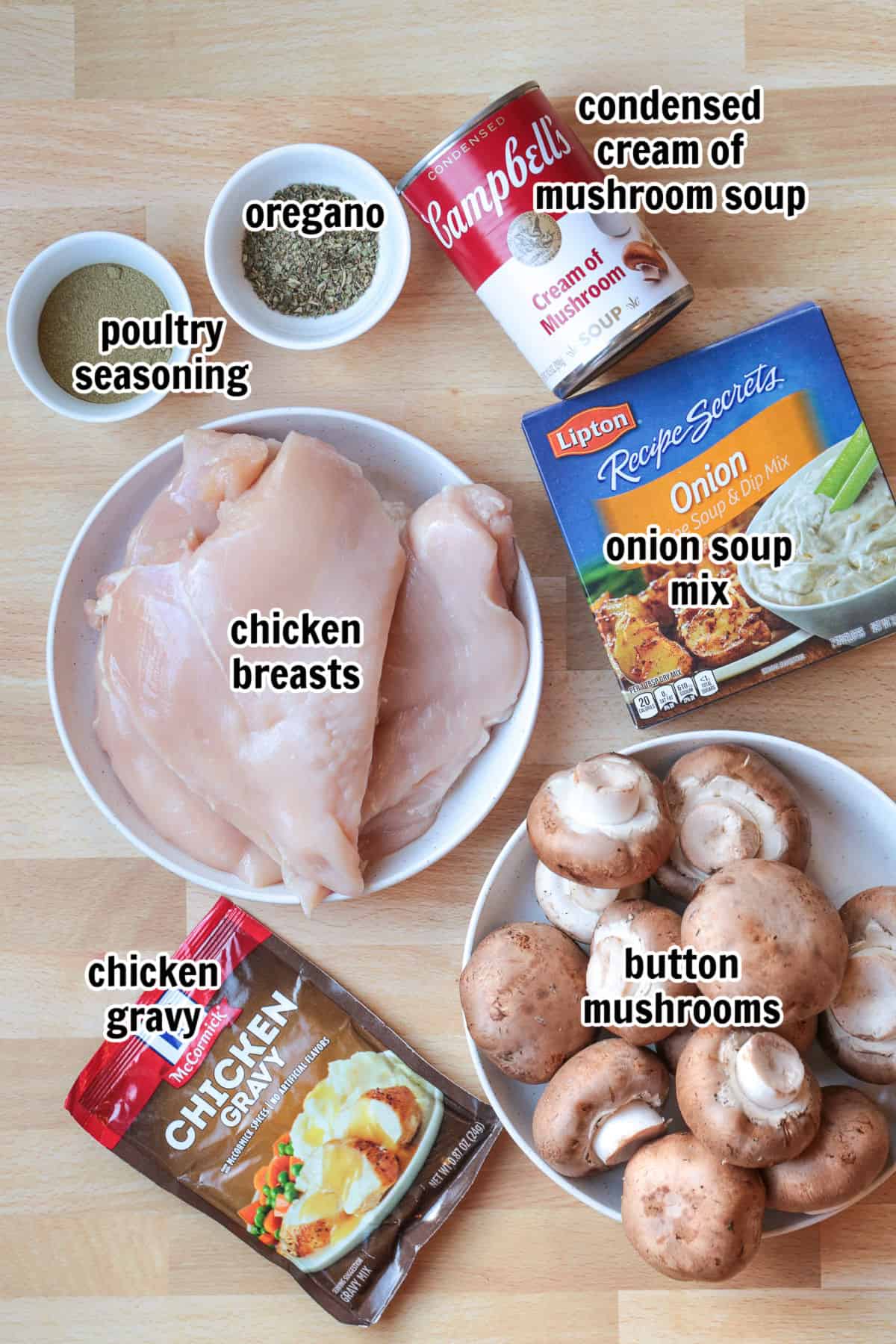 This cozy Slow Cooker Chicken Stroganoff is creamy and hearty, we love it for busy weeknights or lazy weekends. An easy comfort food dinner! ingredients for making slow cooker chicken stroganoff