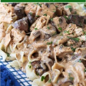 slow cooker chicken stroganoff with text for pinterest