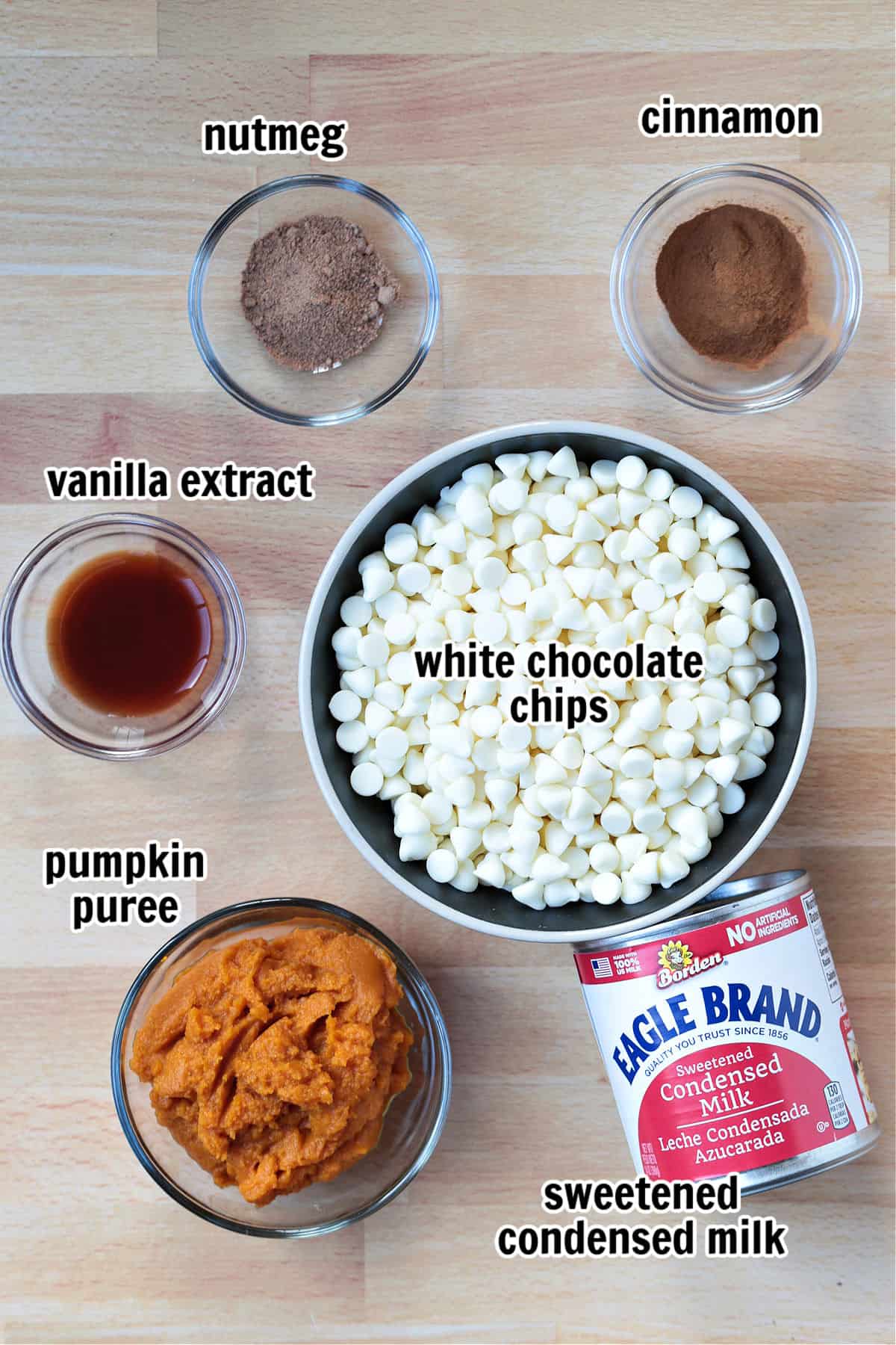 ingredients for making pumpkin fudge