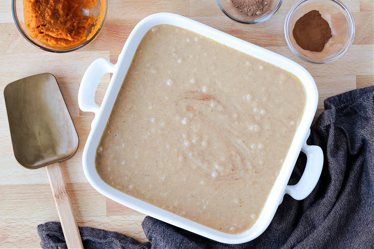 fudge in a baking dish before going into the refrigerator