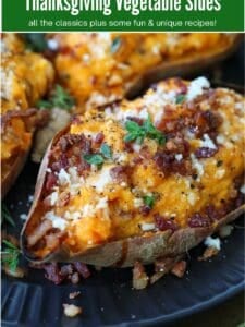thanksgiving vegetable sides featured image with twice baked sweet potato