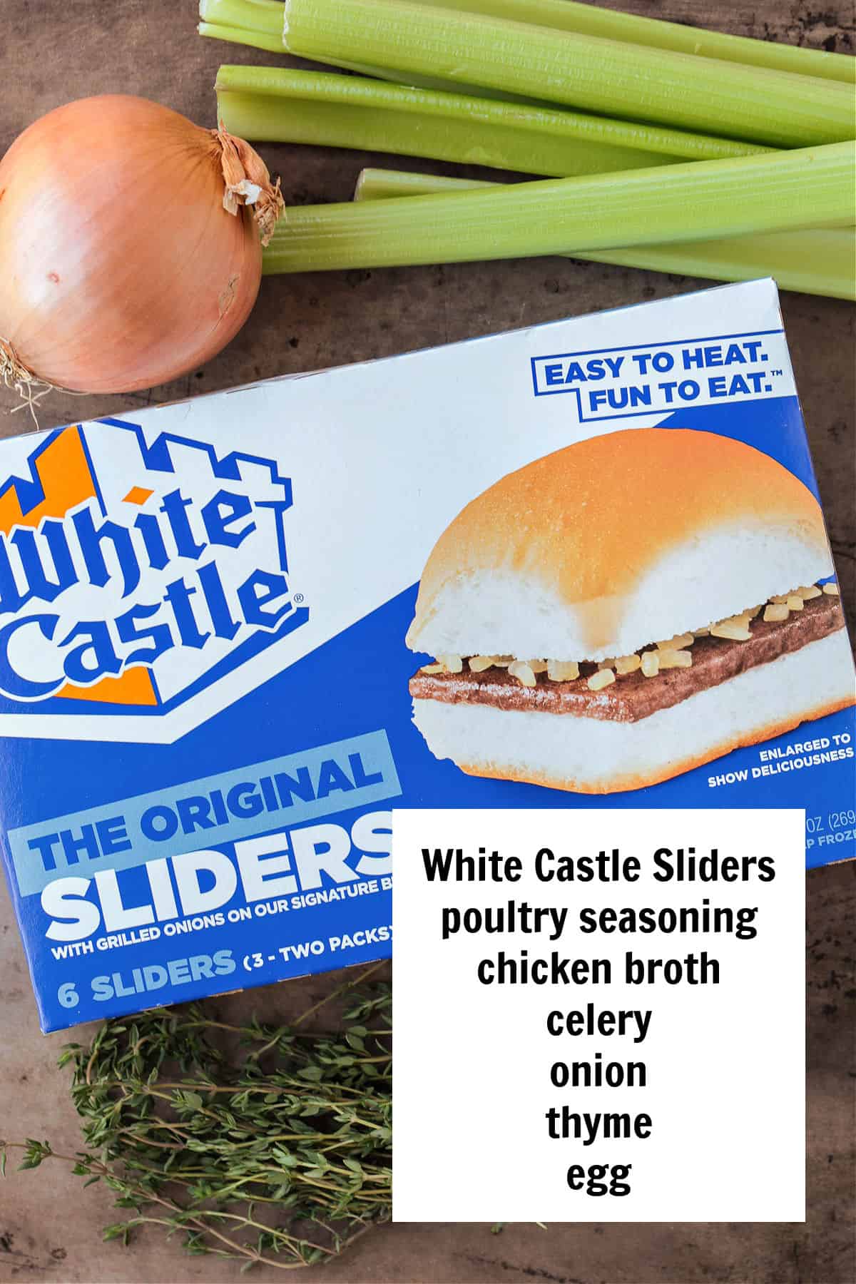 ingredients for making white castle stuffing