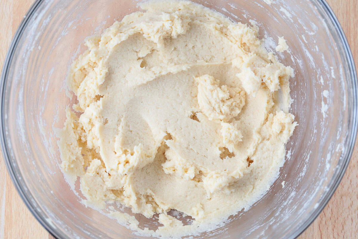 butter and sugar creamed together in a bowl