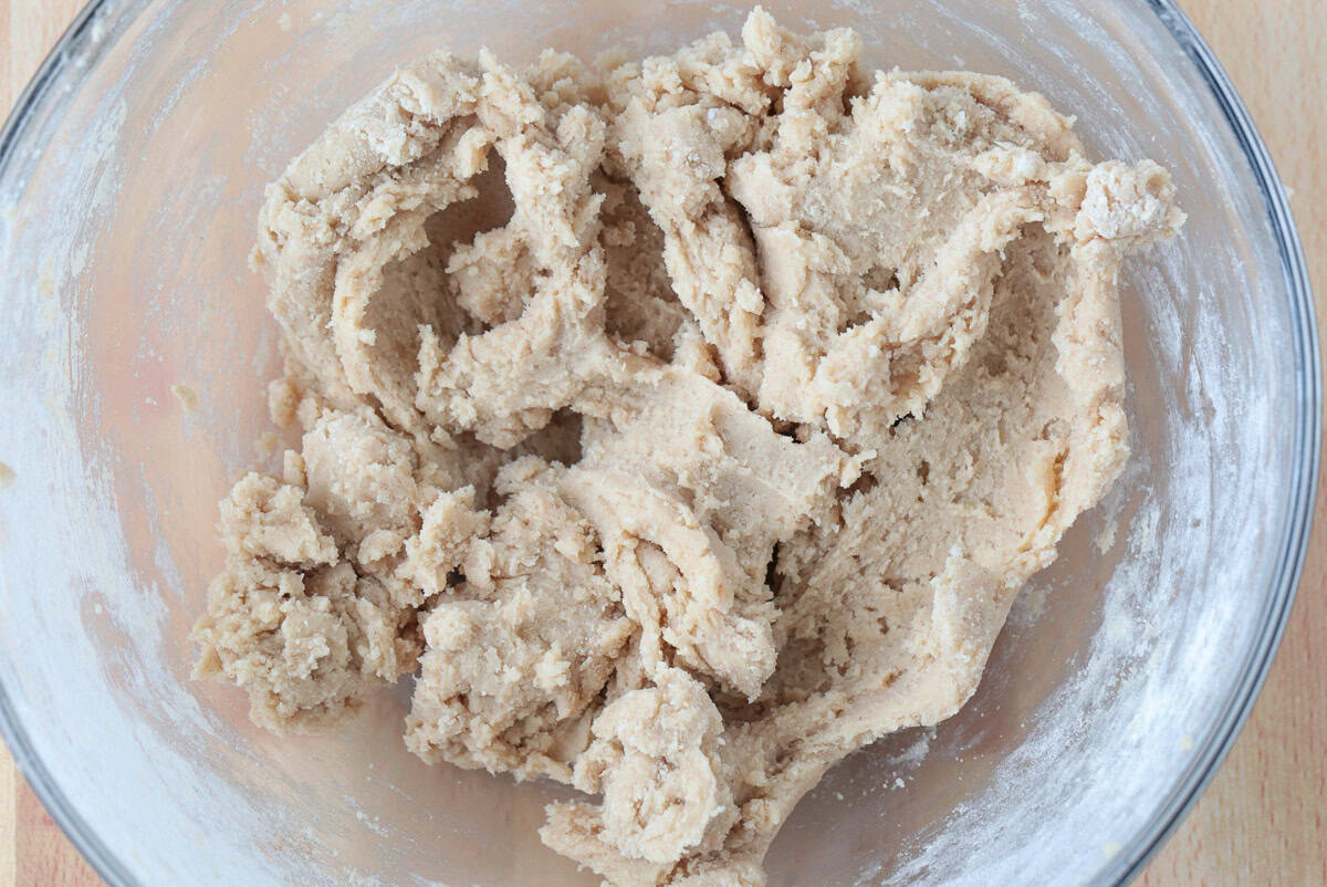 cookie dough in a glass bowl