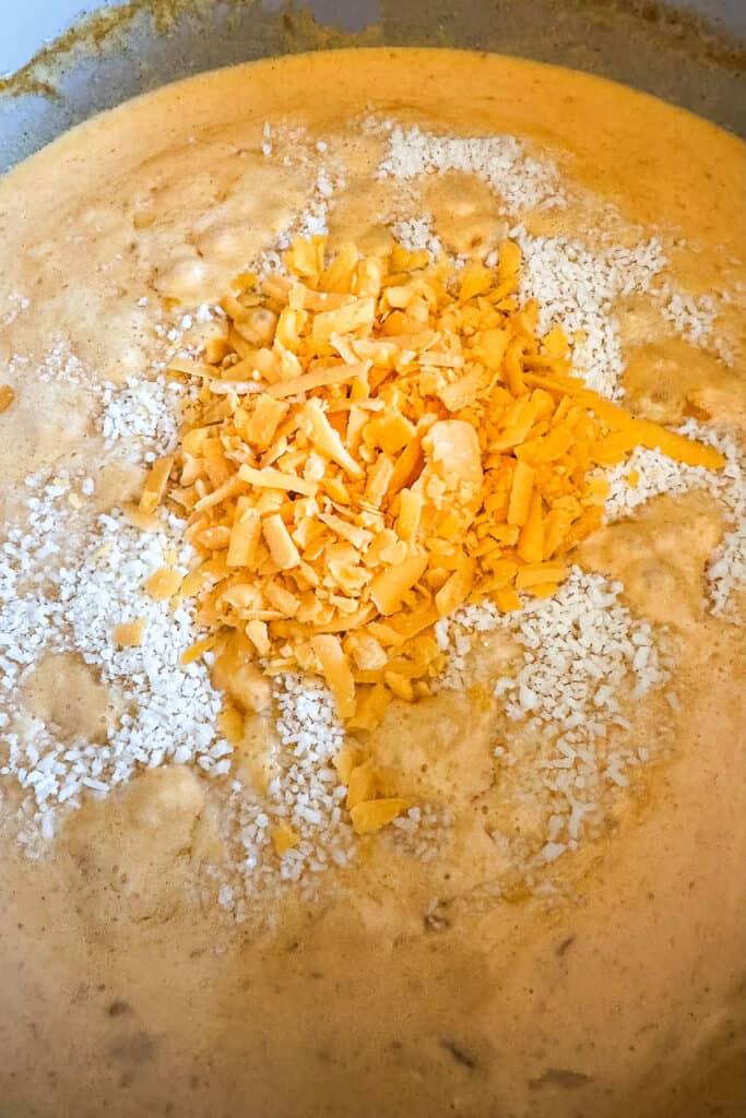 cheese sauce in a skillet