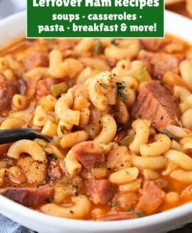 pasta fagioli in a bowl with spoon