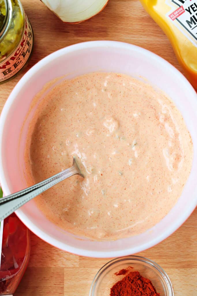 big mac sauce in a bow with spoon