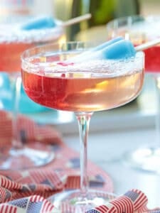 bomb pop cocktail with flag tablecloth