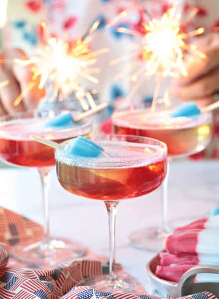 bomb pop cocktails with sparklers