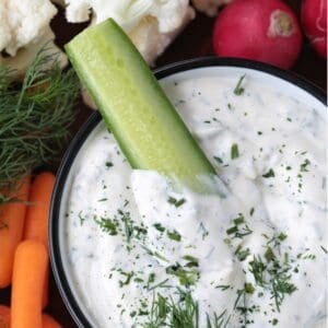 homemade ranch dip with text overlay for pinterest