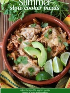 image of taco chicken in bowl with text overlay
